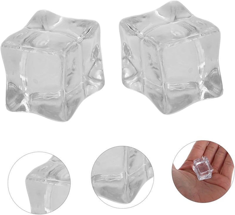 STOBAZA 20Pcs Clear Plastic Fake Ice Cubes Realistic Square Simulation Ice Props - Image 4